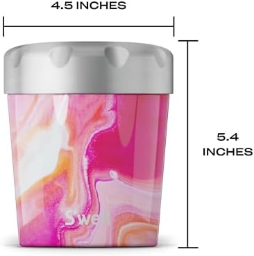 S'well Stainless Steel Ice Cream Chiller, 16oz, Rose Agate, Triple Layered Vacuum Insulated Container Keeps Ice Cream Frozen For Up To Four Hours, BPA Free