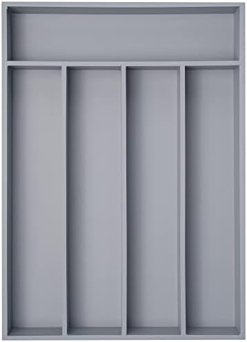 Besilord Bamboo Silverware Holder - Drawer Organizer with 5 Slots (Gray)