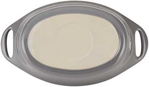 Rachael Ray Solid Glaze Ceramics Au Gratin Bakeware / Baker Set, Oval - 2 Piece, Gray