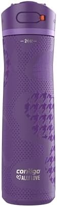 Contigo x Ally Love Ashland Chill 2.0, Stainless Steel, Spill Proof Water Bottle with AutoPop Easy Lean Lid, BPA Free, 24oz, Violet