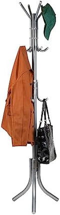Mind Reader Freestanding Coat Rack, Multi-Tier Organizer for Office and Entryway, Metal, Silver