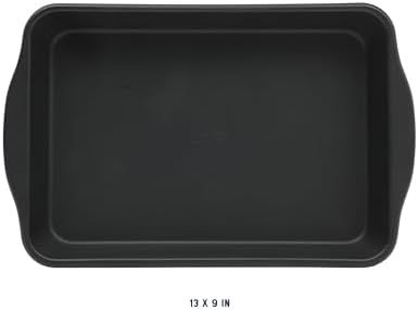 Oster Teston 13 x 9 Inch Rectangular Baking Pan, Nonstick Carbon Steel Cake Pan, Matte Black, PFAS-Free, Oven-Safe, Easy Clean Bakeware