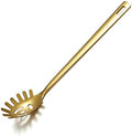 Gold Spaghetti Spoon, Berglander Pasta Server With Titanium Gold Plating, Stainless Steel Spaghetti Server For Cooking, Pasta Fork, Noddle Fork, Dishwasher Safe, Easy to Clean