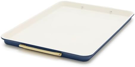 GreenPan Bakeware 13"x18" Half Baking Sheet Pan, Ceramic Nonstick Baking Pan, PFAS & BPA Free, Gold Handles, Durable Steel, Versatile & Space Saving Ovenware, Freezer to Oven Dish, Oxford Blue