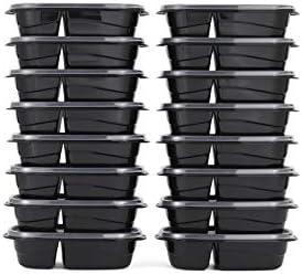 Rubbermaid 32-Piece Food Storage Containers with 2 Compartments and Lids for Lunch, Meal Prep, and Leftovers, Dishwasher Safe, 4.7-Cup, Black
