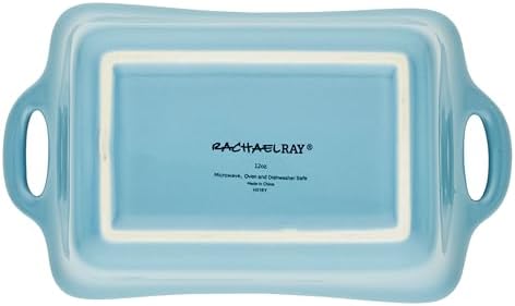 Rachael Ray Ceramics Au Gratin Set, Rectangular, Two 12-ounce, Agave Blue