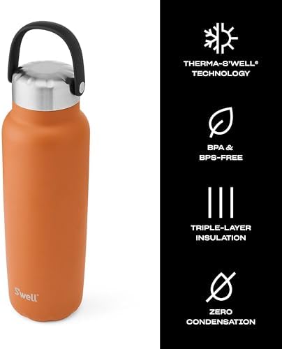 S'well Recycled Stainless Steel Explorer with Insulated Lid and Handle, 40oz, Carnelian, Triple Layered Vacuum Insulated Containers Keeps Drinks Cold for 54 Hours and Hot for 12