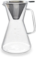 London Sip Glass Pour Over Coffee Carafe Coffee Maker with Reusable Stainless Steel Filter, Ergonomic Handle, and Easy-Pour Spout, 8-Cup (1200 mL)