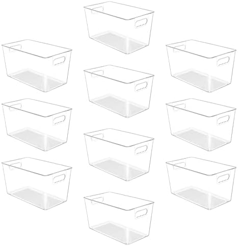 YIHONG 10 Pack Clear Storage Bins, Pantry Organizer Bins with Handle, XL