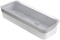 Plastic Kitchen Drawer Organizer with Lid and Drainer Stackable Utensil Holder for Countertop Silverware Tray White Flatware Organizers - 12.6x4.7x2.4 Inch Storage Box Spatula Cutlery Tray