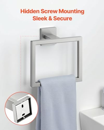 VEVOR Brushed Nickel Bathroom Hardware Set, 5 Pieces Bathroom Accessories Set, Stainless Steel 24 inch Towel Bar, Towel Rack, 2 Robe Towel Hooks, Toilet Paper Holder for Bath Room, Wall Mounted