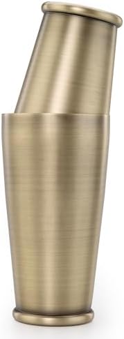 Barfly Cocktail Shaker Set with Weighted Bottom, Deluxe 18 and 28 oz, Antique Gold