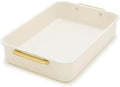 GreenPan Bakeware 13” x 9” Rectangular Cake Pan, Ceramic Nonstick Baking Pan, PFAS & BPA Free, Gold Handles, Durable Steel, Freezer to Oven Dish, Scratch Resistant, Bake & Roast Ovenware, Cream