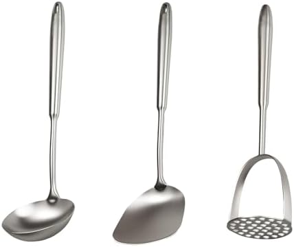 304 stainless steel potatoes masher, soup spoons wok spatula 3 PCS