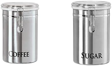 Oggi Stainless Steel Coffee and Sugar Canisters - Airtight Clamp Lid Containers