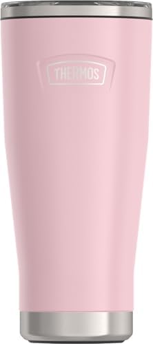 THERMOS ICON SERIES, Stainless Steel Tumbler with Slide Lock, 18 Ounce, Sunset Pink