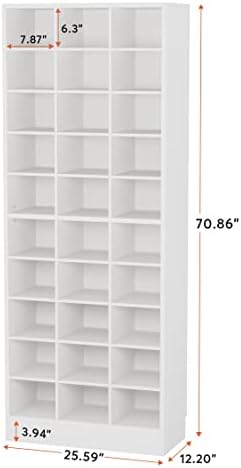 Tribesigns 10-Tier Shoe Storage Cabinet, White Wooden Shoe Rack with 30 Cubbies, Freestanding Tall Entryway Shoe Organizer for Closet, Entryway, Living Room