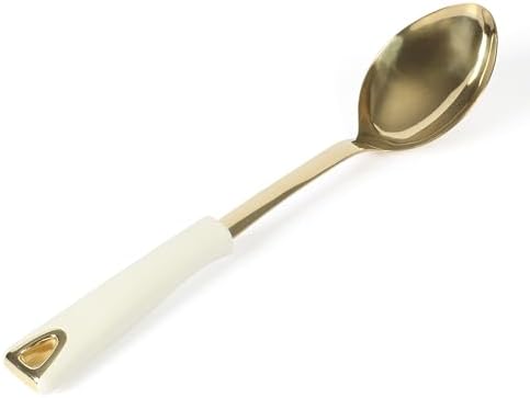 Martha Stewart Lockton 5-Piece Kitchen Tool Set – Stainless Steel & Nylon Cooking Utensils with Linen Handles and Gold Accents, Durable Heat-Resistant Kitchen Gadgets