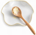 Miamolo Spoon Rest for Stove Top, Spoon Holder for Stove, 5.3In Ceramic Spoon Rest for Kitchen Counter, Coffee Spoon Holder with Ruffled Edge, Farmhouse Spatula Holder for Kitchen Decor, Beige