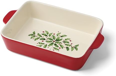 Lenox Holiday Stoneware Small Rectangular Christmas Baking Dish