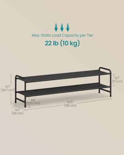 SONGMICS Long Shoe Rack, 2-Tier Shoe Organizer, Holds up to 15 Pairs