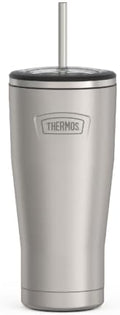 THERMOS ICON SERIES, Stainless Steel Cold Tumbler with Lid and Straw - 24 Ounce, Matte Stainless Steel - Vacuum Insulated Tumbler