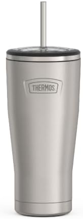 THERMOS ICON SERIES, Stainless Steel Cold Tumbler with Lid and Straw - 24 Ounce, Matte Stainless Steel - Vacuum Insulated Tumbler