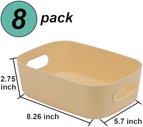 ZEXALOR 8 Pack Small Drawer Organizer Bins, Plastic Storage Bins Storage Containers for Kitchen Pantry Bathroom Cabinet Organization and Storage Bin Organizing Boxes