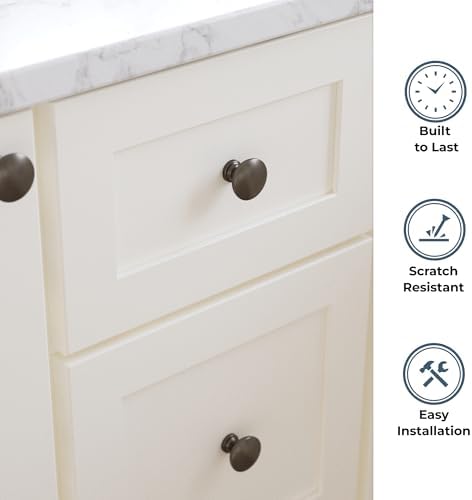 Franklin Brass - Fulton Soft Iron Round Cabinet Knobs 1-3/16" Easy Install, Durable Hardware for Drawers, Dresser, Kitchen Cabinet Doors, and Furniture (10-Pack)