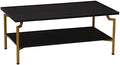 Household Essentials Black Oak & Gold Iron Rectangular Coffee Table