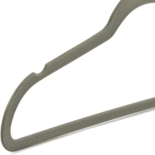 Amazon Basics Slim Velvet Non-Slip Space Saving Suit Clothes Hangers for Closet Organization, Gray/Silver, 100-Pack