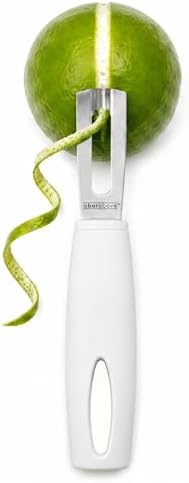 A Bar Above White Handle Stainless Steel Channel Knife, Professional Garnish Peeler for Citrus, Cocktail Zester and Kitchen Tool for Chefs, Bartenders, and Home Entertaining