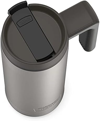 THERMOS ALTA SERIES Stainless Steel Mug 18 Ounce, Matte Steel/Espresso Black