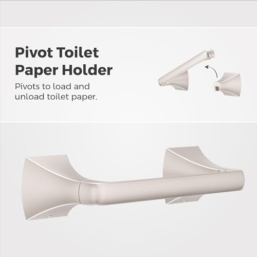 Pfister Bruxie Toilet Paper Holder, Bathroom Tissue Roll Holder, Wall-Mounted, Screw-in, Spot Defense Brushed Nickel Finish, BPHBIE0GS