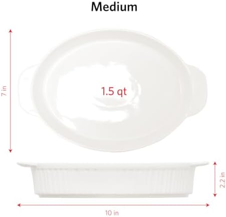 Glad Baking Dish Set, 3pc - Oval Stoneware Casserole Dishes for Oven and Microwave - Nesting Bakeware Set with Handles (11.5'', 10'', and 8.5''), Dishwasher Safe