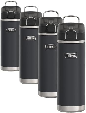 THERMOS ICON SERIES Stainless Steel Water Bottle with Spout - 24 Ounce,Granite - Vacuum Insulated Water Bottle with Lid,(Pack of 4)