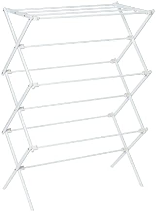Honey-Can-Do Collapsible Laundry Drying Rack, Portable Clothes Rack, Space-Saving & Easy to Store Metal Garment Rack, Sturdy Clothes Dryer, Ideal for Small Spaces, Indoor & Outdoor Use, White