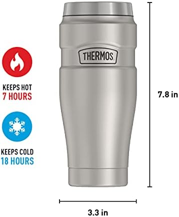 THERMOS Stainless King Travel Tumbler, 16 Ounce, Vacuum-Insulated | Matte Steel | Pack of 4
