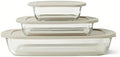 Amazon Basics Glass Baking Dishes with BPA-Free Lids, 6-Piece Bakeware Set, Borosilicate Glass, Oven-Safe up to 752°F, Non-Slip and Stackable, Dishwasher-Safe, Linen Gray