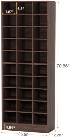 Tribesigns 10-Tier Shoe Storage Cabinet, Espresso Wooden Shoe Rack with 30 Cubbies, Freestanding Tall Entryway Shoe Organizer for Closet, Entryway, Living Room