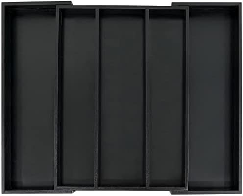 Utoplike Bamboo Drawer Organizer Kitchen Utensils, Silverware Tray Black