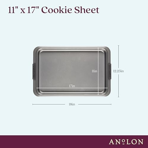 Anolon Advanced Nonstick Bakeware with Grips, Nonstick Cookie Sheet / Baking Sheet - 11 Inch x 17 Inch, Gray
