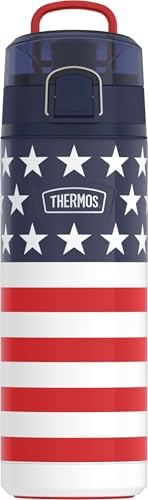 THERMOS ICON SERIES, Stainless Steel Water Bottle with Spout - 24 Ounce, American Flag - Vacuum Insulated Water Bottle with Lid