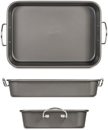 Glad Roasting Pan Nonstick 11x15 - Heavy Duty Metal Bakeware Dish with Rack - Large Oven Roaster Tray for Baking Turkey, Chicken, and Veggies