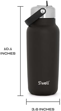 S'well Recycled Stainless Steel Explorer with Flip Straw Lid, 32oz, Onyx, Triple Layered Vacuum Insulated Containers Keeps Drinks Cold for 42 Hours and Hot for 10