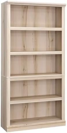 Sauder 5 Tier Book Shelf Wooden Bookcase Multipurpose Bookshelf for Home Office, Living Room, in Pacific Maple