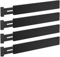 4 Pack Bamboo Drawer Dividers 17-22" Adjustable Kitchen Organizer, Black