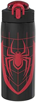 Zak Designs Marvel Spider-Man Water Bottle for Travel and At Home, 19 oz Vacuum Insulated Stainless Steel with Locking Spout Cover, Built-In Carrying Loop, Leak-Proof Design (Miles Morales)