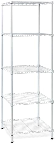 Honey-Can-Do 5-Tier Heavy Duty Adjustable Shelving Unit, 250-lb Per Shelf NSF Certified Metal Storage Rack, White Wire Shelf for Laundry Kitchen Pantry, 24 x 18 x 72 in