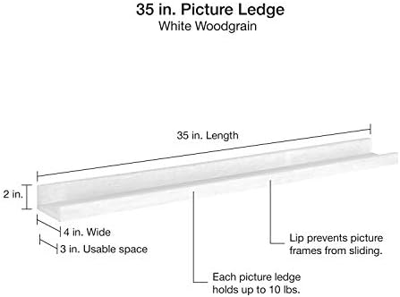 MCS Picture Ledge Shelf, Room Decor Floating Shelf, White Woodgrain, 35 Inch